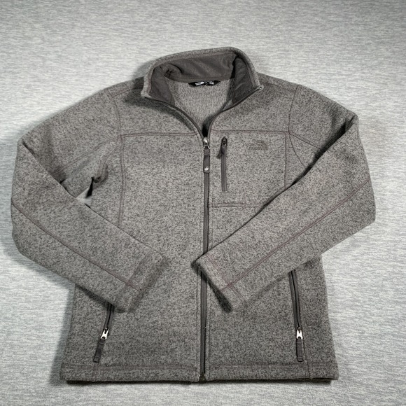 North Face Jacket Boys Large Gray Full Zip Sweater Fleece Outdoor Pockets Youth - Picture 1 of 10